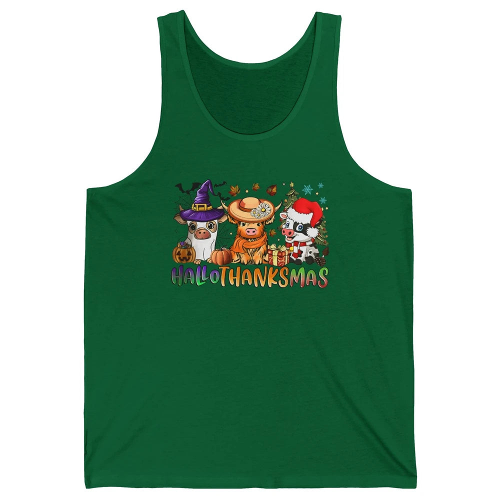 Baby Cow Pig Happy Hallo-thank-mas Fall Pumpkin Thanksgiving Unisex Jersey Tank