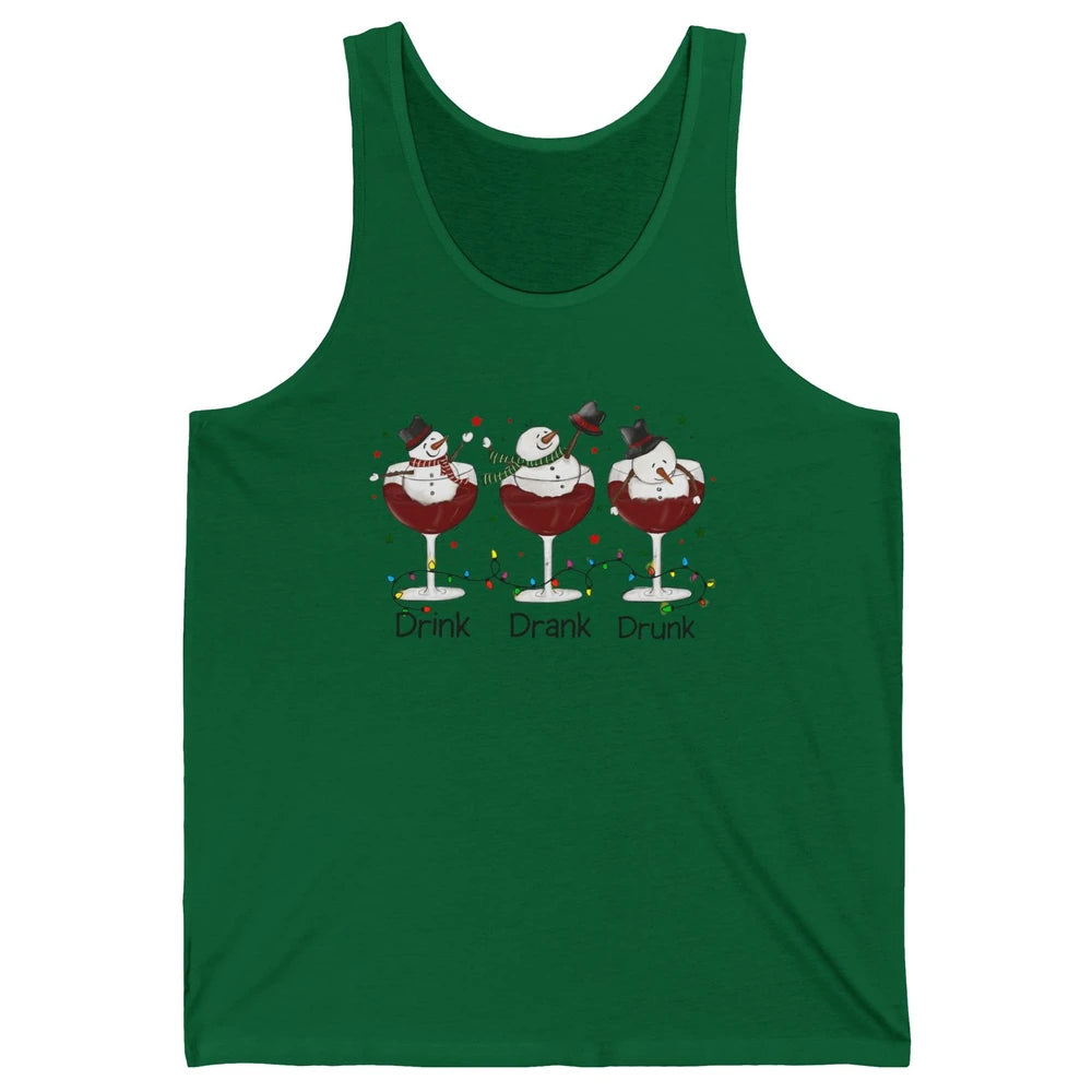 Funny Snowman Wine Christmas Drink Drank Drunk Christmas Unisex Jersey Tank