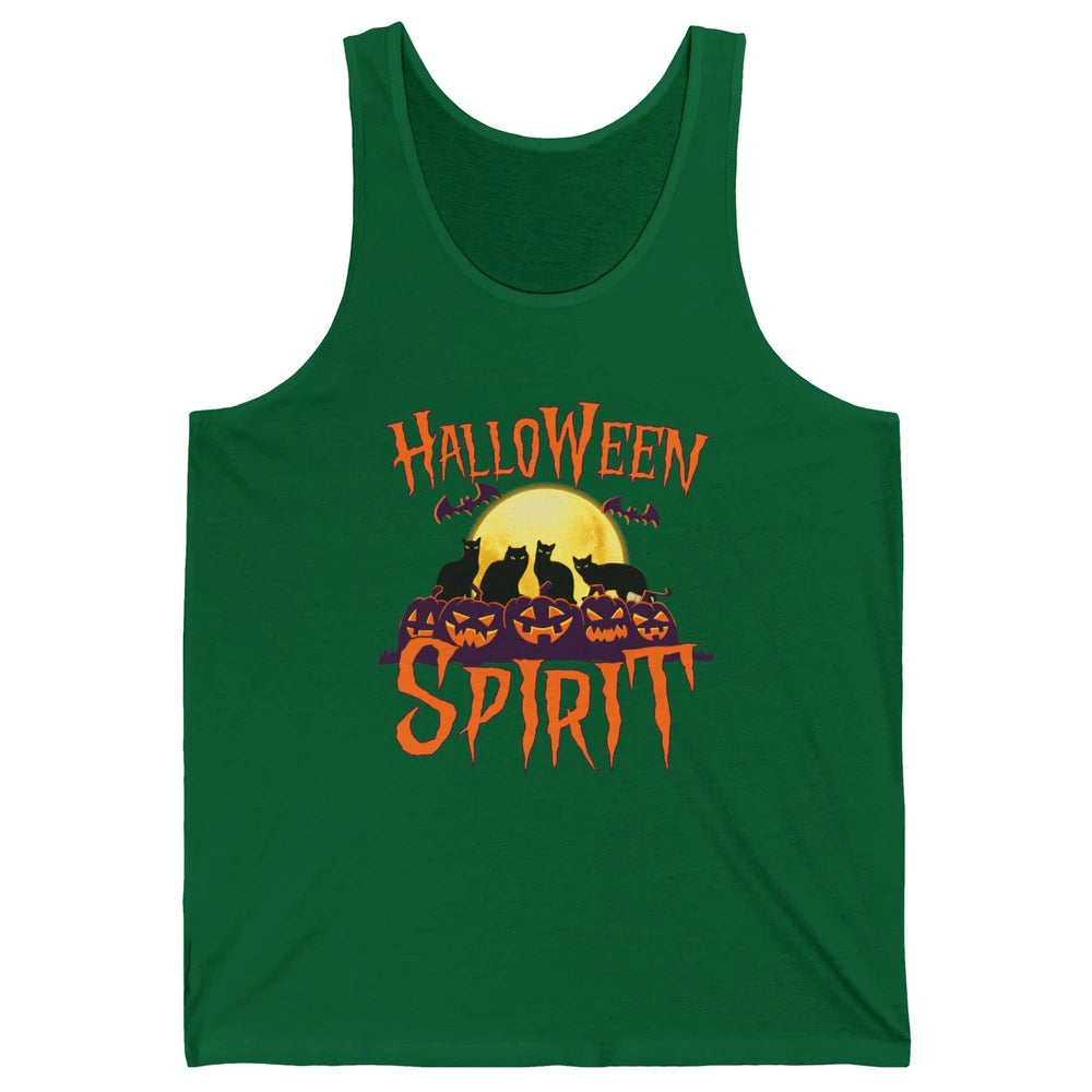 Black Cat Pumpkin Halloween Spirit Moon Night Cat Lover Gift Unisex Jersey Tank