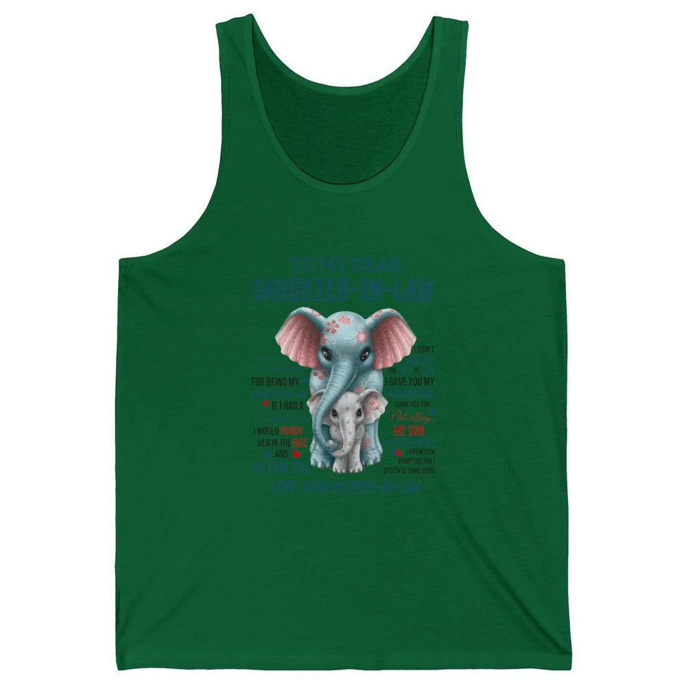 To My Dear Daughter In Law Love Mother In Law Cute Elephant Unisex Jersey Tank