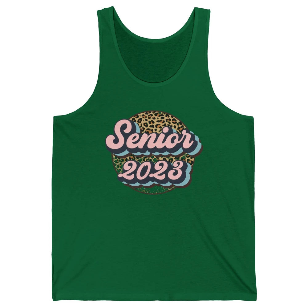 Retro Senior 2023 Leopard Back To School Western Graduation Unisex Jersey Tank