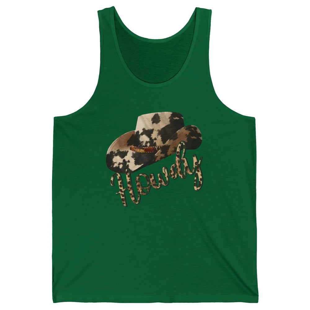 Vintage Leopard Cowboy Hat Howdy Western Country Cowgirls Unisex Jersey Tank