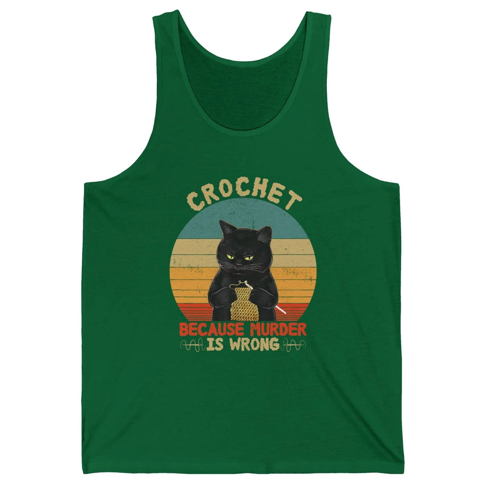 Black Cat Crochet Because Murder Is Wrong Knitting Retro Unisex Jersey Tank