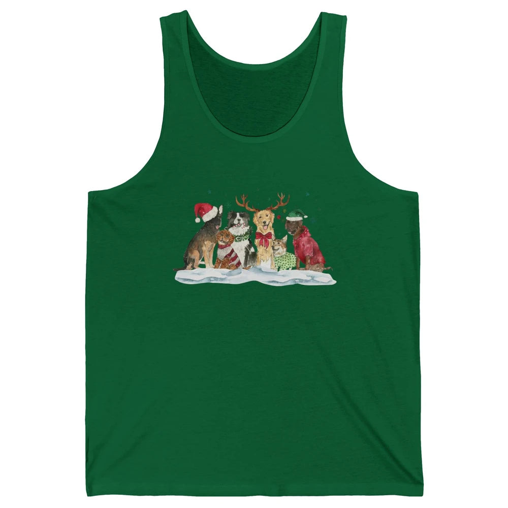 Funny Happy Howliday Corgi Golden Retriever Poodle Christmas Unisex Jersey Tank