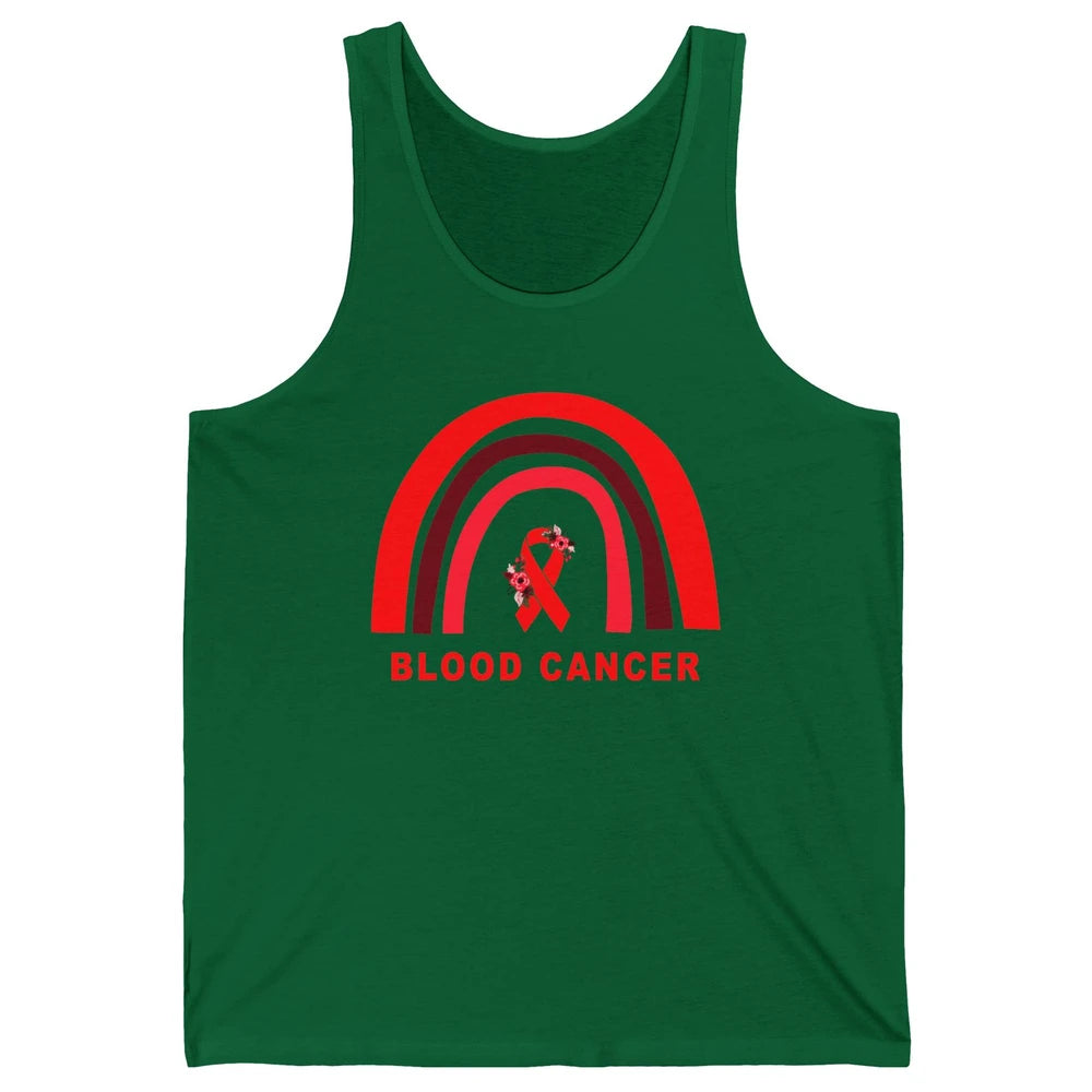 Blood Cancer Awareness Floral Red Ribbon Cute Rainbow Unisex Jersey Tank