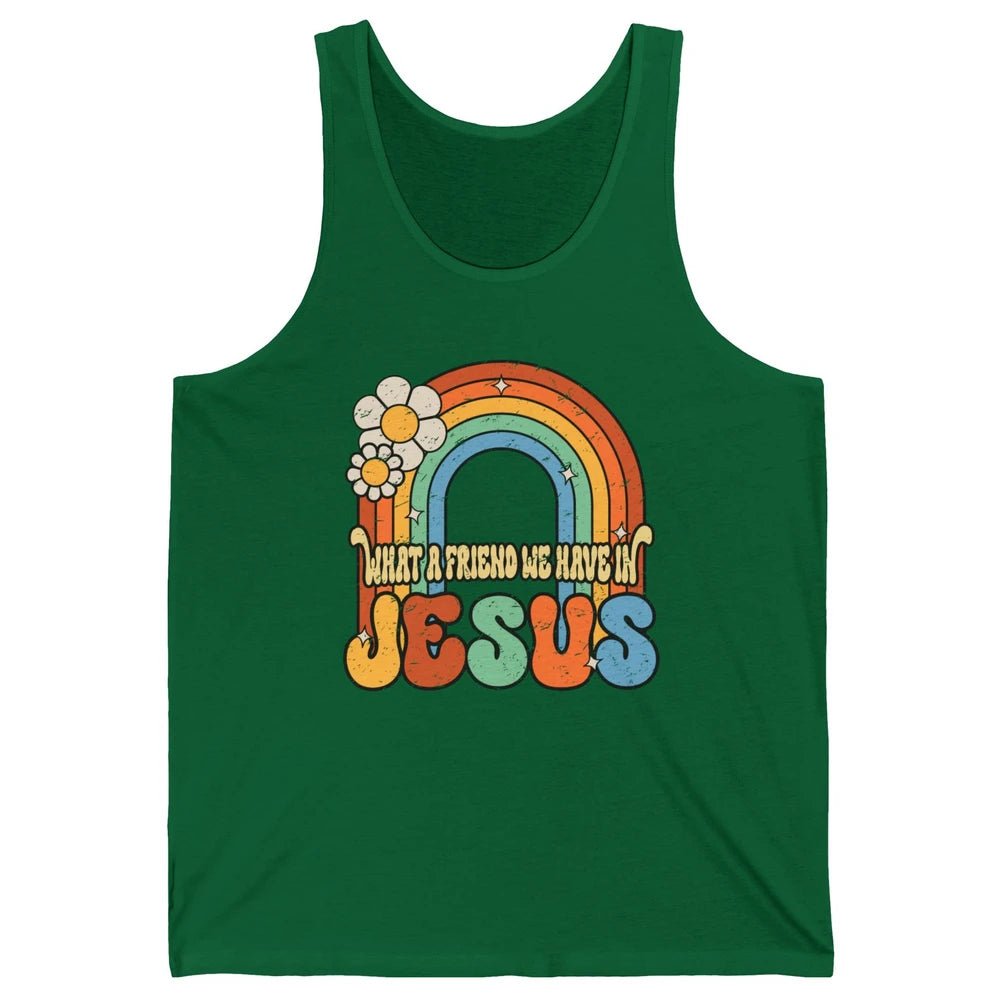 Boho Rainbow Christian What A Friend We Have In Jesus God Unisex Jersey Tank