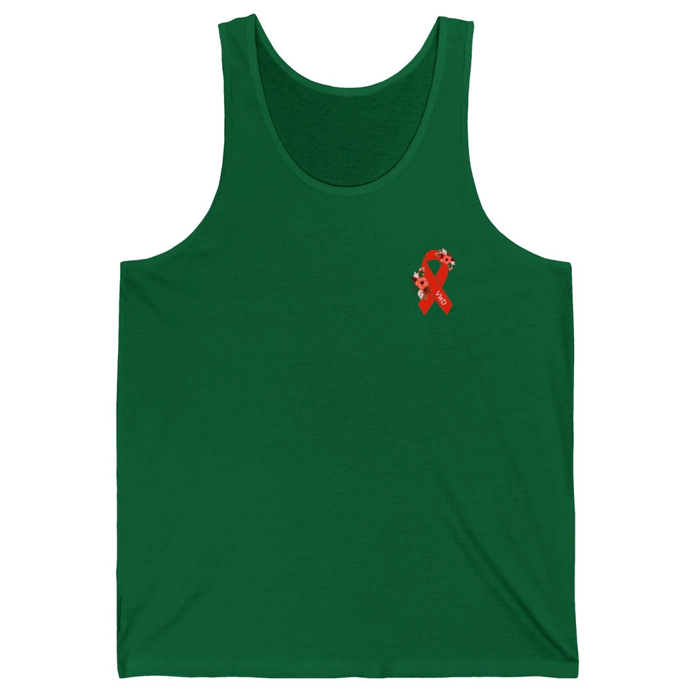 Von Willebrand Disease Awareness VWD Floral Red Ribbon Unisex Jersey Tank