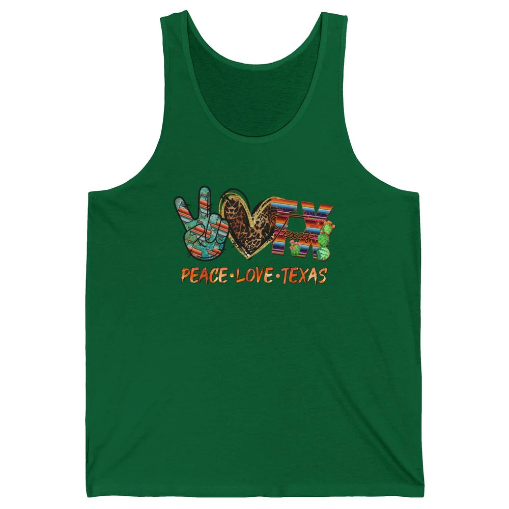 Retro Peace Love Texas Leopard Western Country Desert Cactus Unisex Jersey Tank