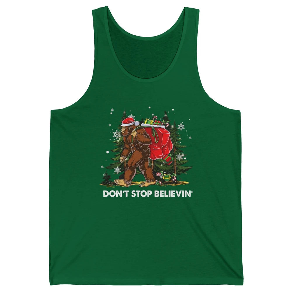 Funny Santa Bigfoot Don’t Stop Believing Christmas Tree Gift Unisex Jersey Tank