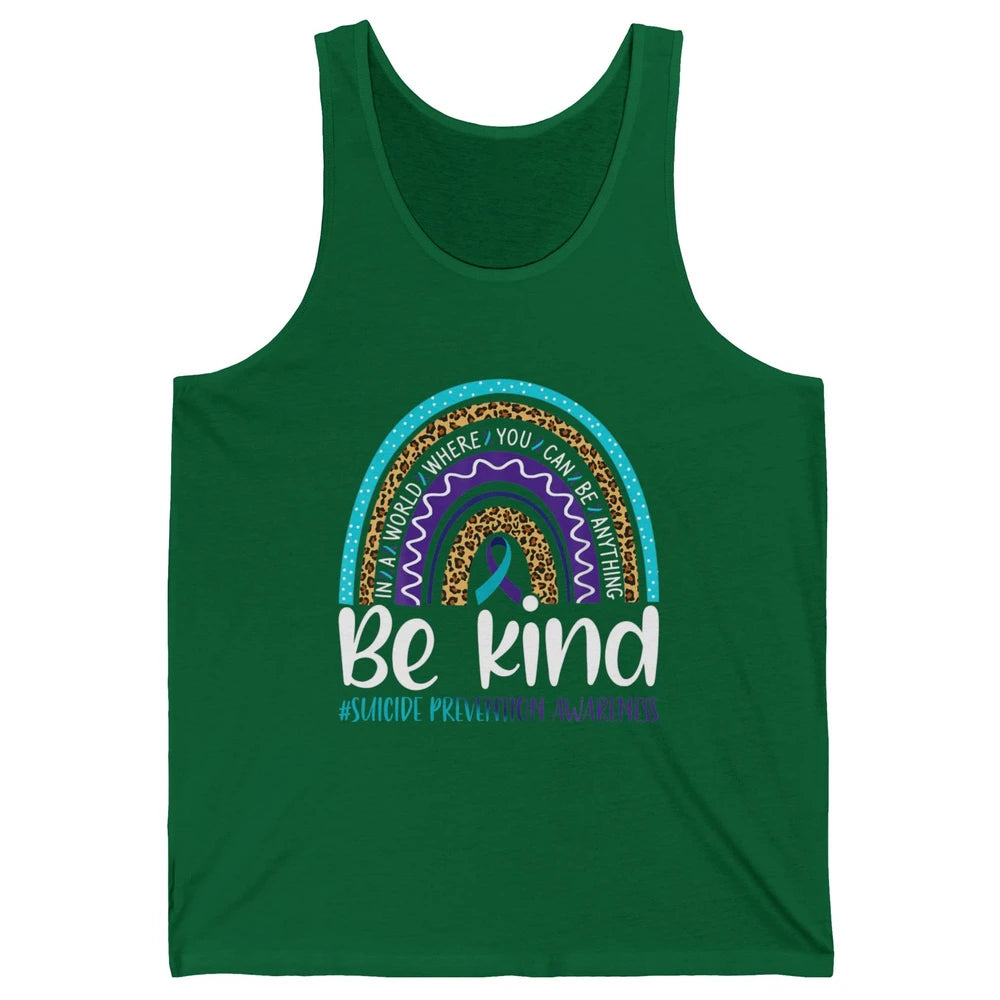 Be Kind Leopard Rainbow Suicide Prevention Awareness Month Unisex Jersey Tank