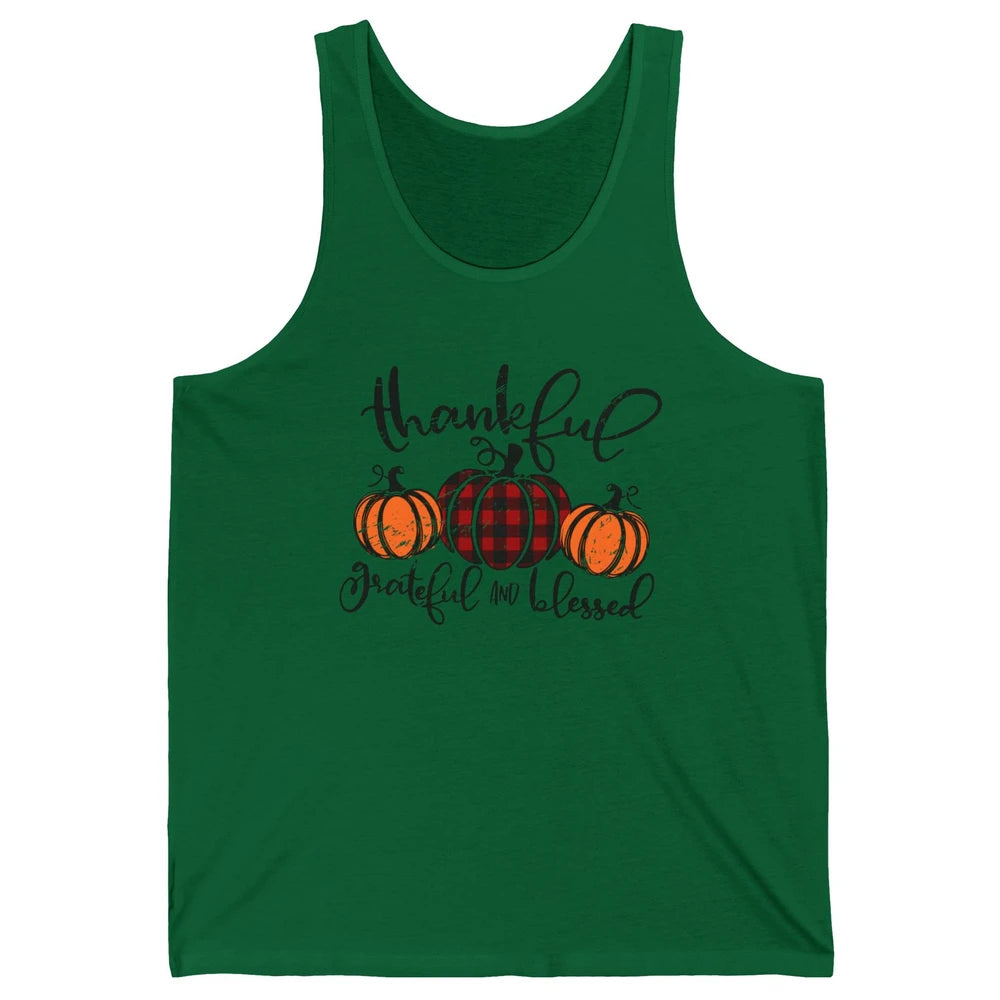 Vintage Grateful Thankful Blessed Pumpkin Fall Thanksgiving Unisex Jersey Tank