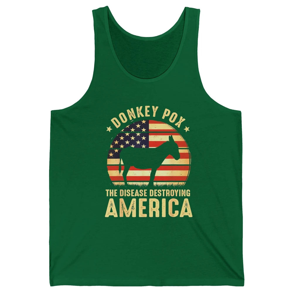 Vintage Donkey Pox The Disease Destroying America Usa Flag Unisex Jersey Tank