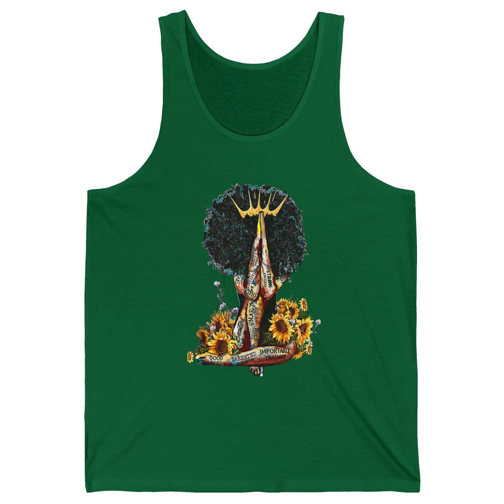 Black Woman Girl Praying African American Lady Black Pride Unisex Jersey Tank