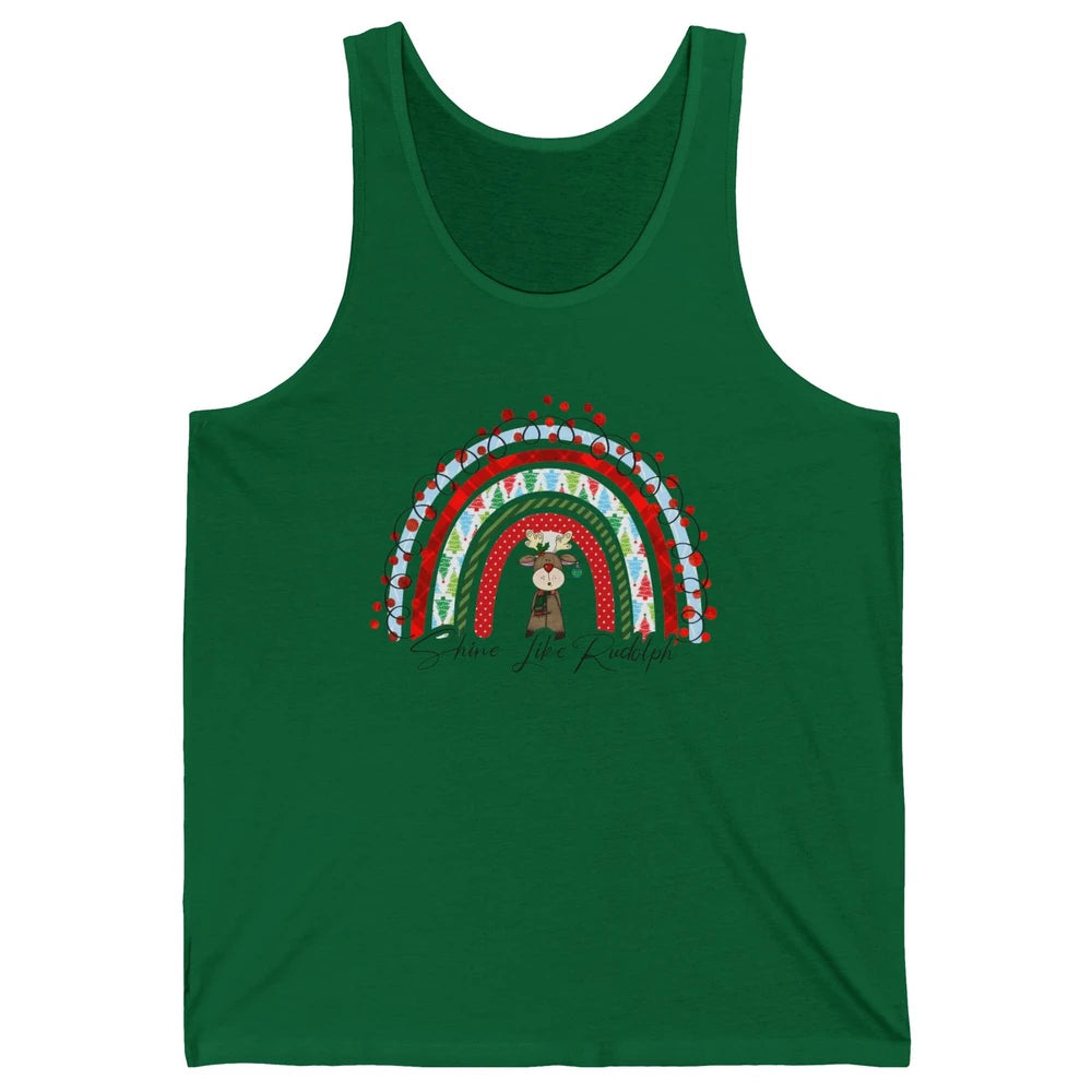 Boho Christmas Tree Rainbow Shine Like Reindeer Christmas Unisex Jersey Tank