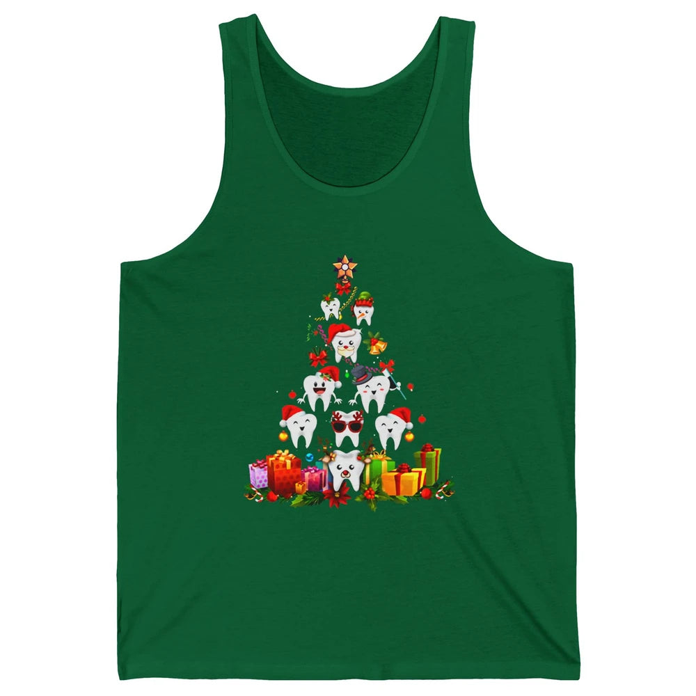 Funny Dentist Cute Teeth Christmas Tree Dental Christmas Unisex Jersey Tank