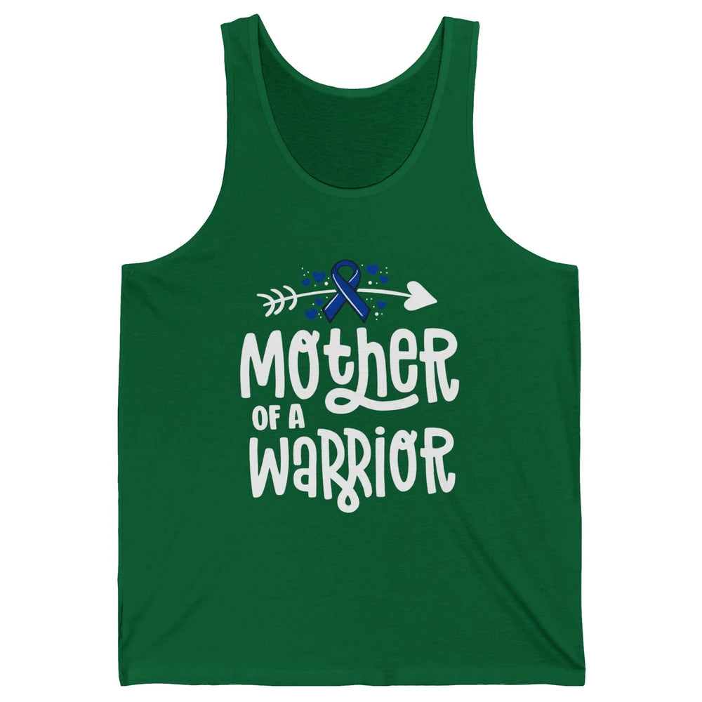 Warrior Mother Colon Cancer Colorectal Dark Blue Ribbon Unisex Jersey Tank