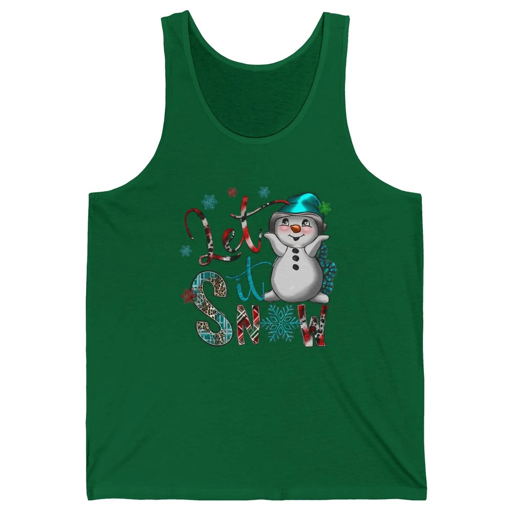 Leopard Snow Man Let It Snow Snowflakes Western Christmas Unisex Jersey Tank