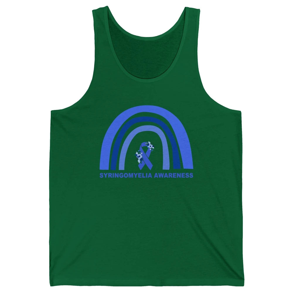 Syringomyelia Awareness Floral Blue Ribbon Rainbow Unisex Jersey Tank