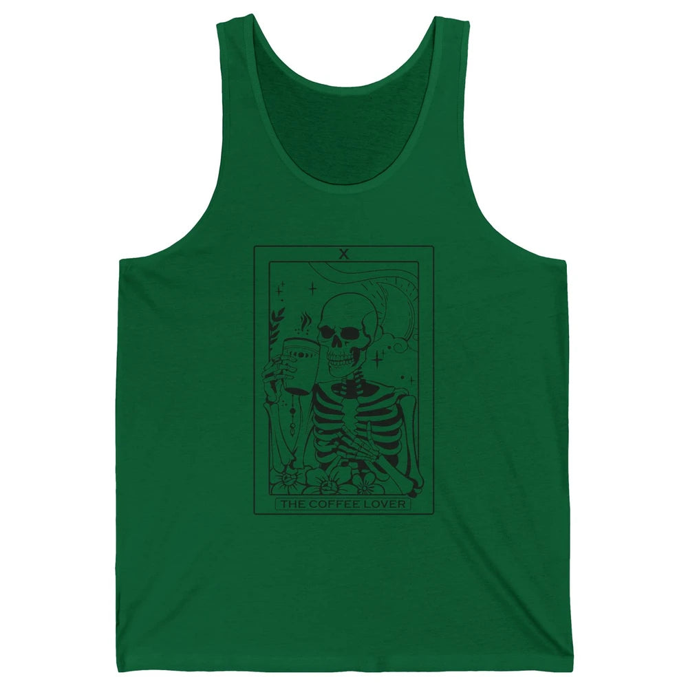 The Coffee Lover Skeleton Tarot Card Floral Goth Halloween Unisex Jersey Tank