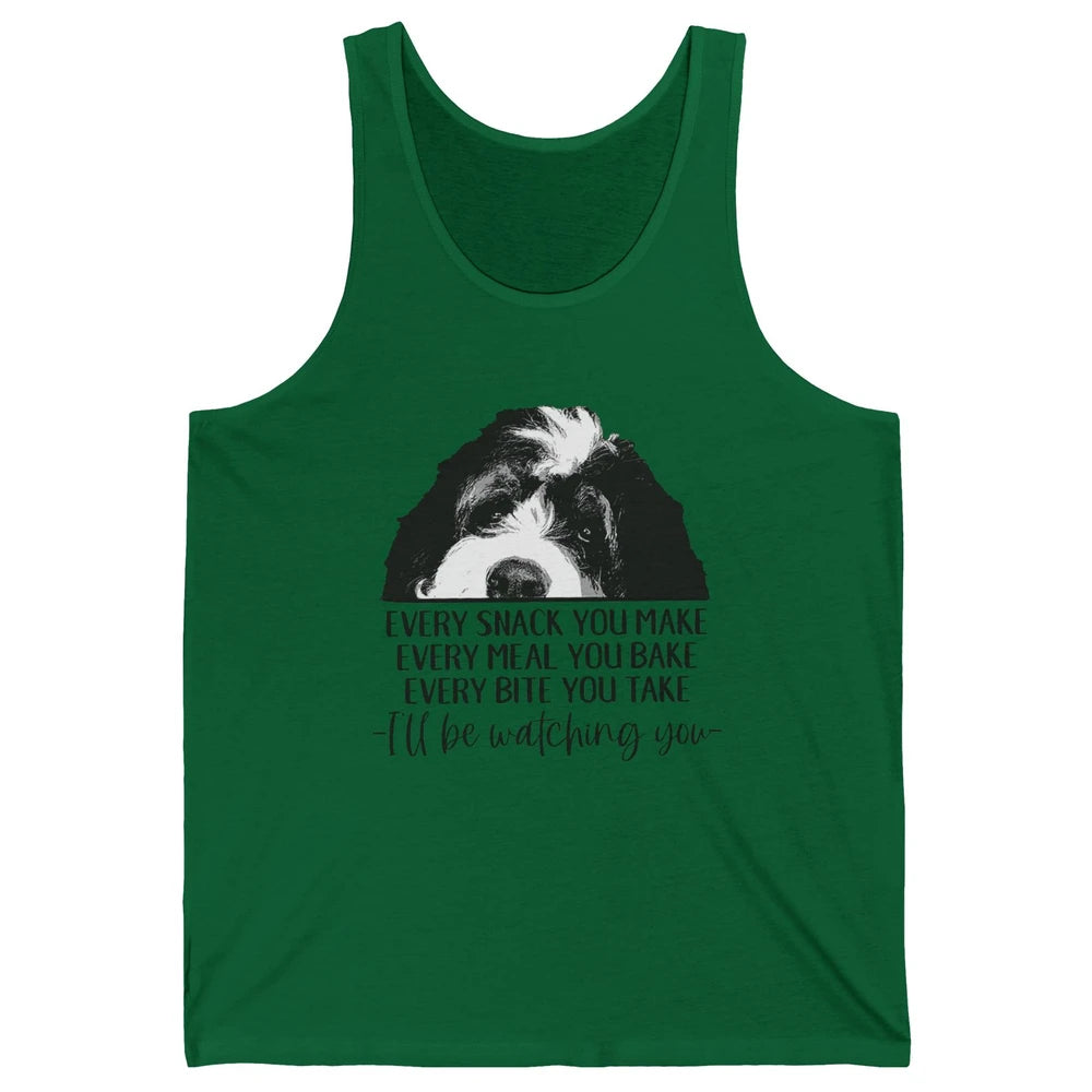 Bernedoodle I'll Be Watching You Bernedoodle Dog Lovers Gift Unisex Jersey Tank