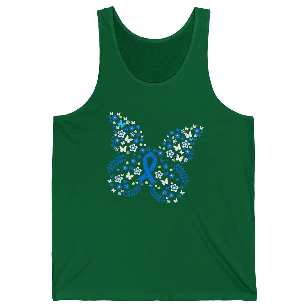 Butterfly Colon Warrior Colorectal Cancer Dark Blue Ribbon Unisex Jersey Tank