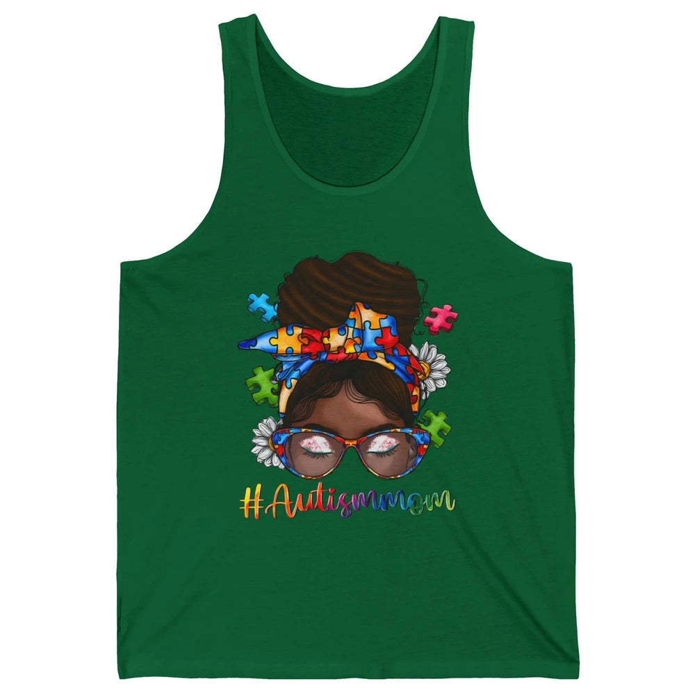 Autism Afro Mom Curly Hair American African Autism Awareness Unisex Jersey Tank