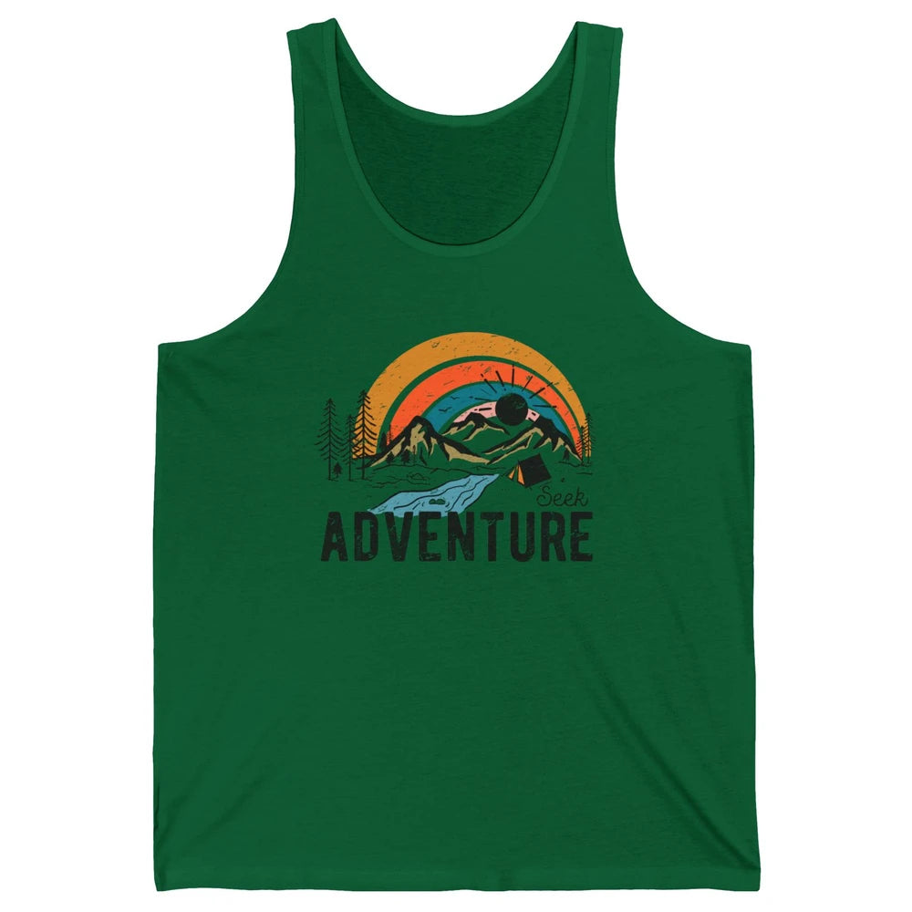 Vintage Mountain Sunrise Seek Adventure Camping Hiking Lover Unisex Jersey Tank