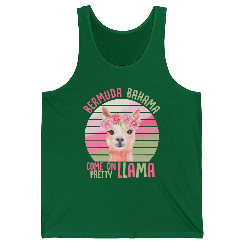 Vintage Cute Llama Bermuda Bahama Come On Pretty Llama Lover Unisex Jersey Tank