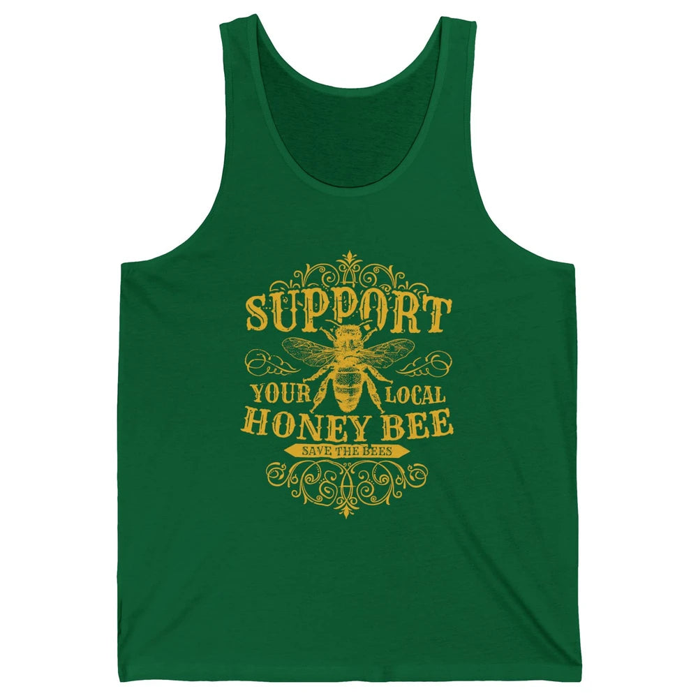 Vintage Beekeeper Support Your Local Honeybee Save The Bees Unisex Jersey Tank