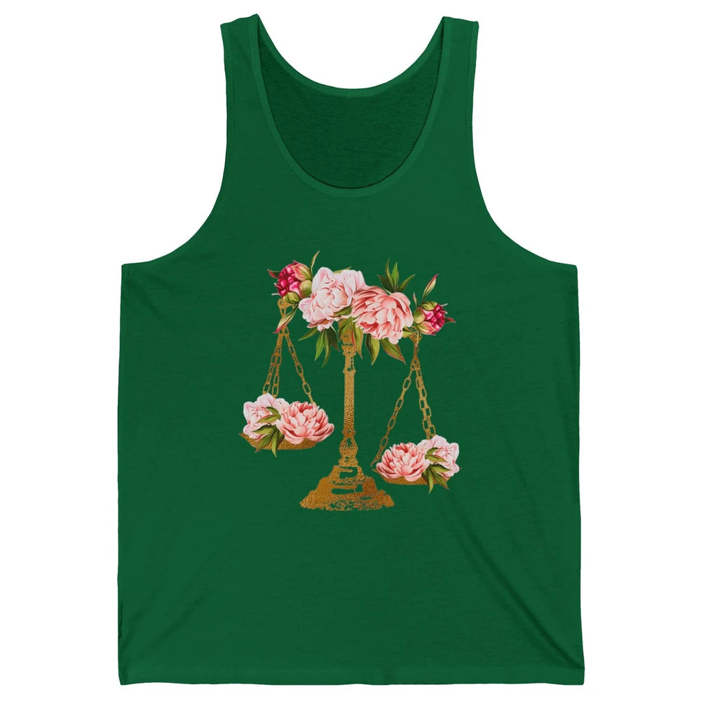 Wildflowers Lawyer Office Scales Decor Justice Law School Unisex Jersey Tank