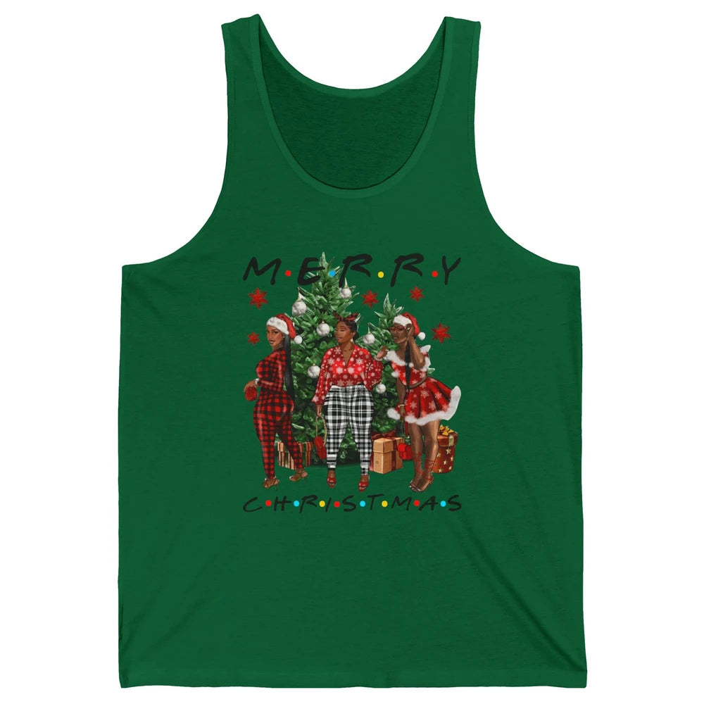 Merry Christmas African American Black Woman Xmas Afro Santa Unisex Jersey Tank