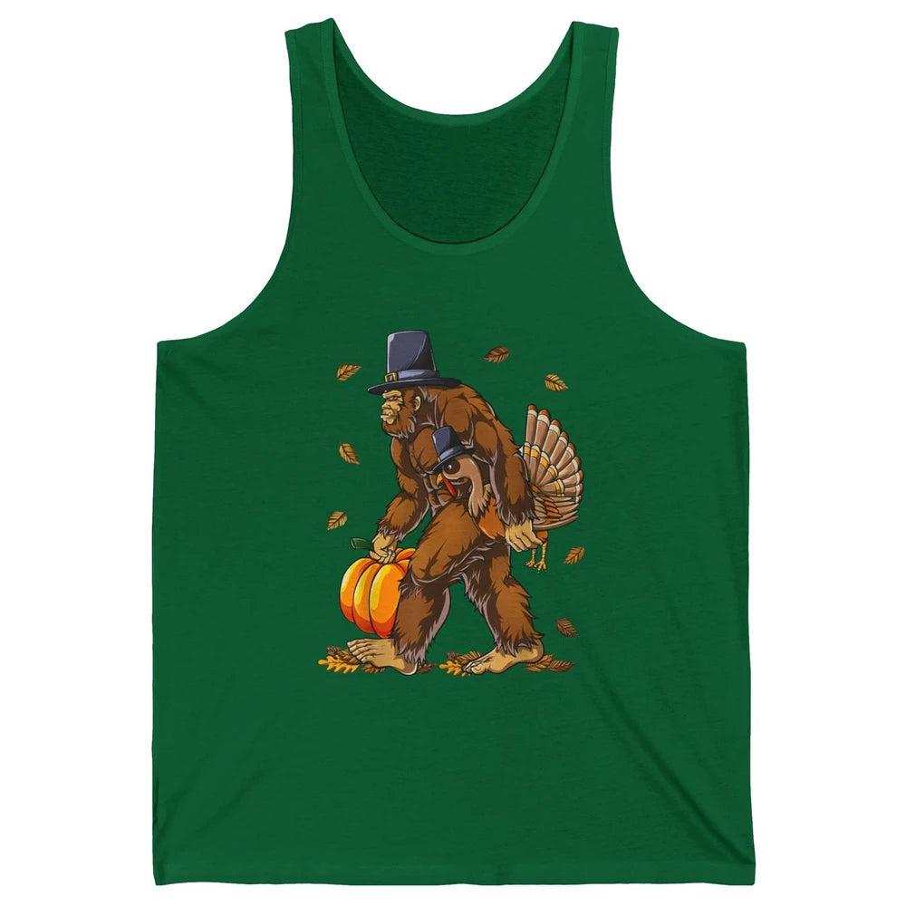 Bigfoot Pilgrim Hat Turkey Thanksgiving Funny Turkey Autumn Unisex Jersey Tank