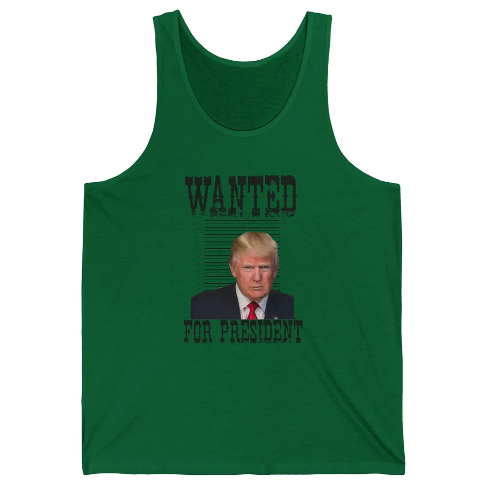 Wanted For President Support Trump 2024 Back Anti Biden Unisex Jersey Tank