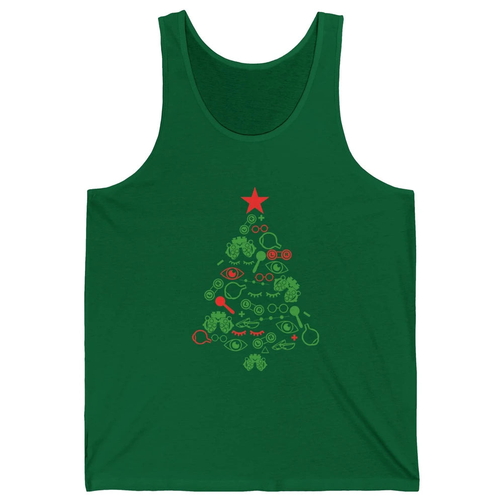 Funny Optometrist Symbols Christmas Tree Optician Optometry Unisex Jersey Tank