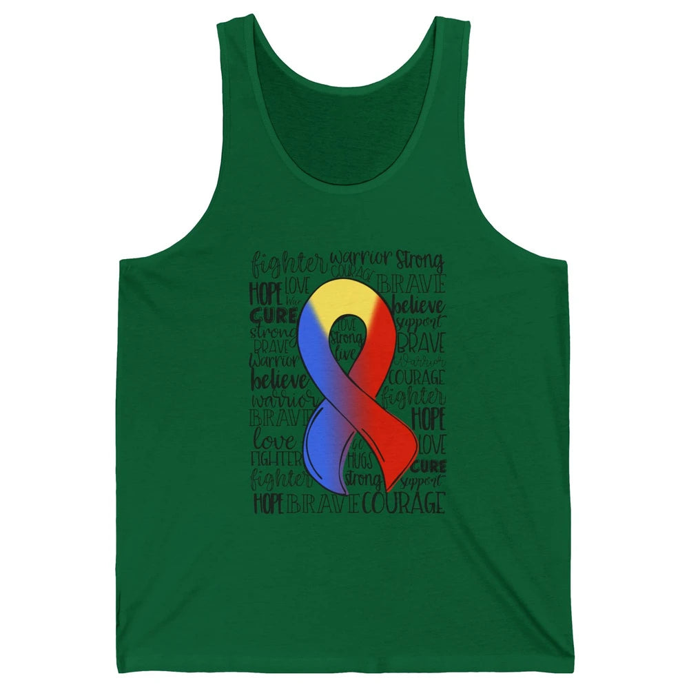 Thoracic Outlet Syndrome Awareness Blue Red Ribbon Hope Love Unisex Jersey Tank