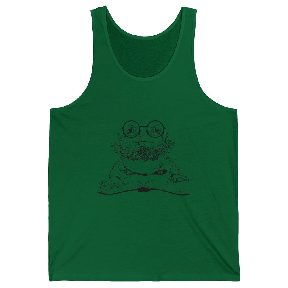 Bearded Dragon Glasses Reading Books Bookworm Funny Animal Unisex Jersey Tank