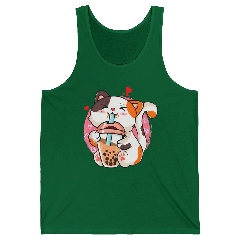 Boba Tea Cat Kawaii Cat Drink Milk Tea Kawaii Boba Cat Lover Unisex Jersey Tank