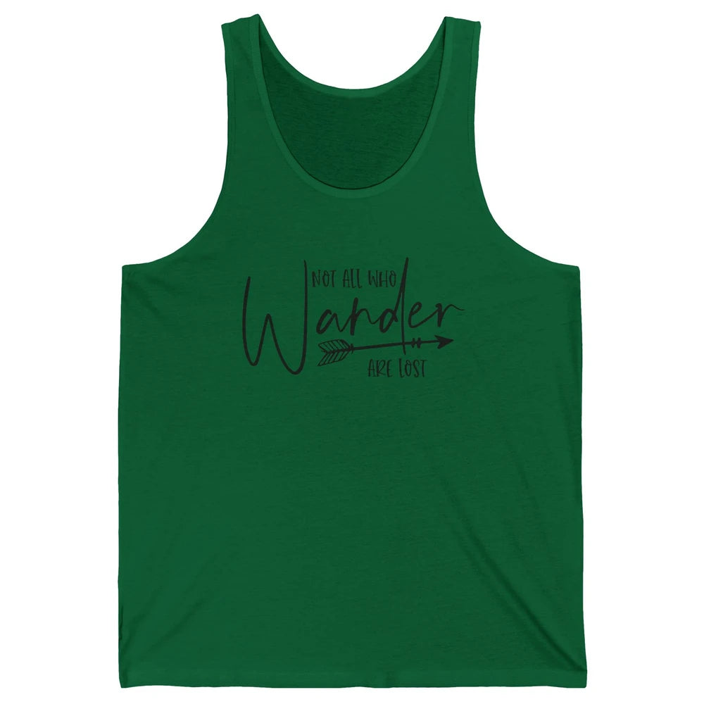 Vintage Compass Not All Who Wander Are Lost Mountain Hiking Unisex Jersey Tank