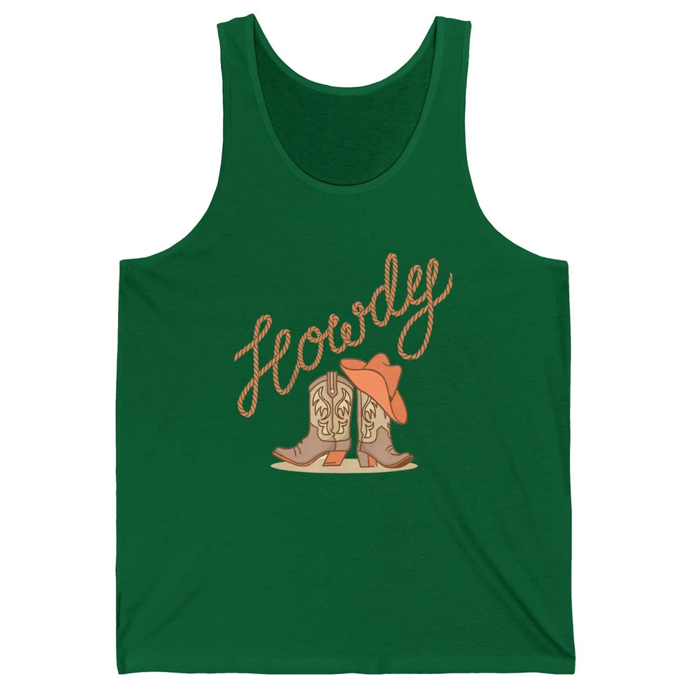 Vintage Cowboy Boots Howdy Rodeo Cowgirl Western Country Unisex Jersey Tank