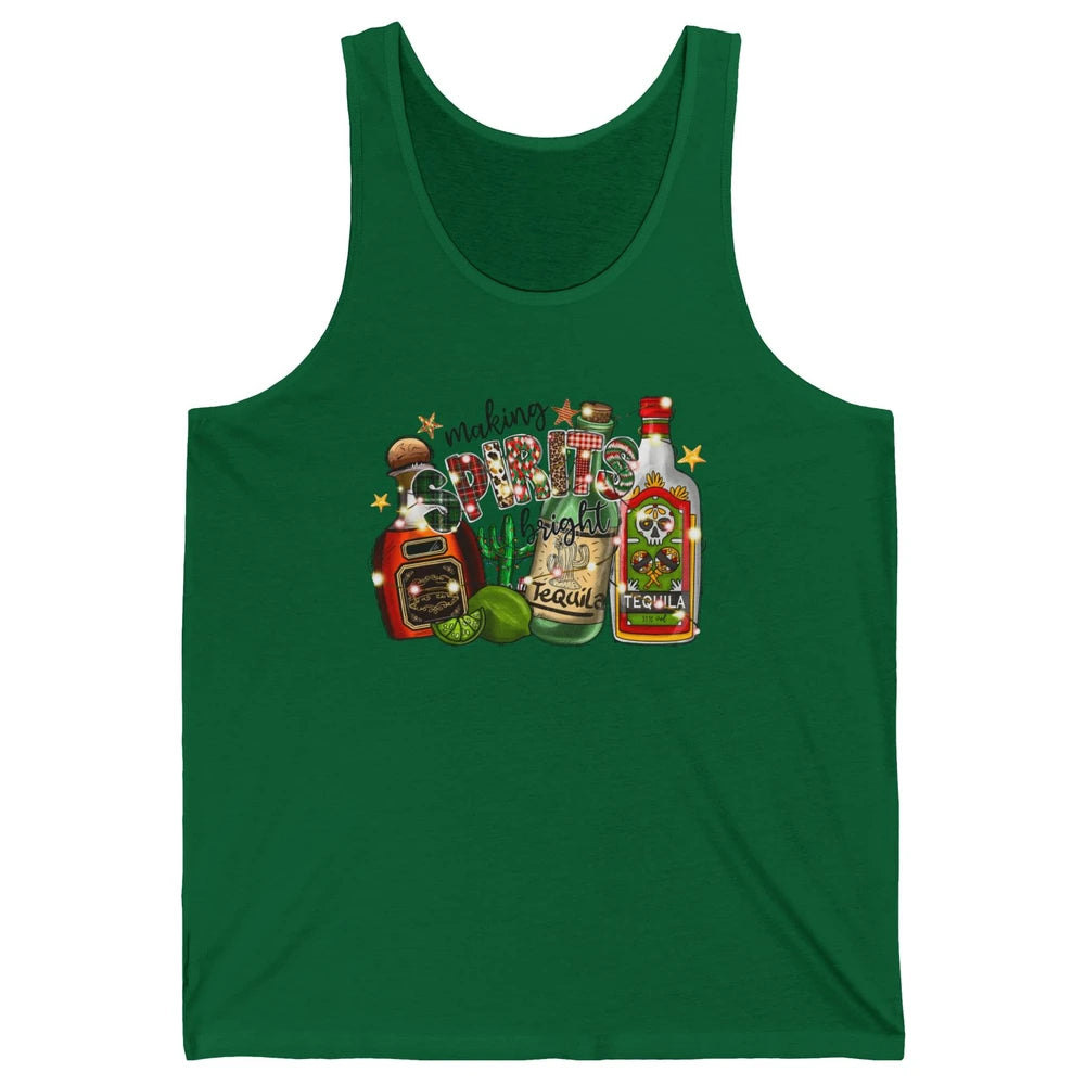 Making Spirits Bright Christmas Drinks Tequila Western Xmas Unisex Jersey Tank