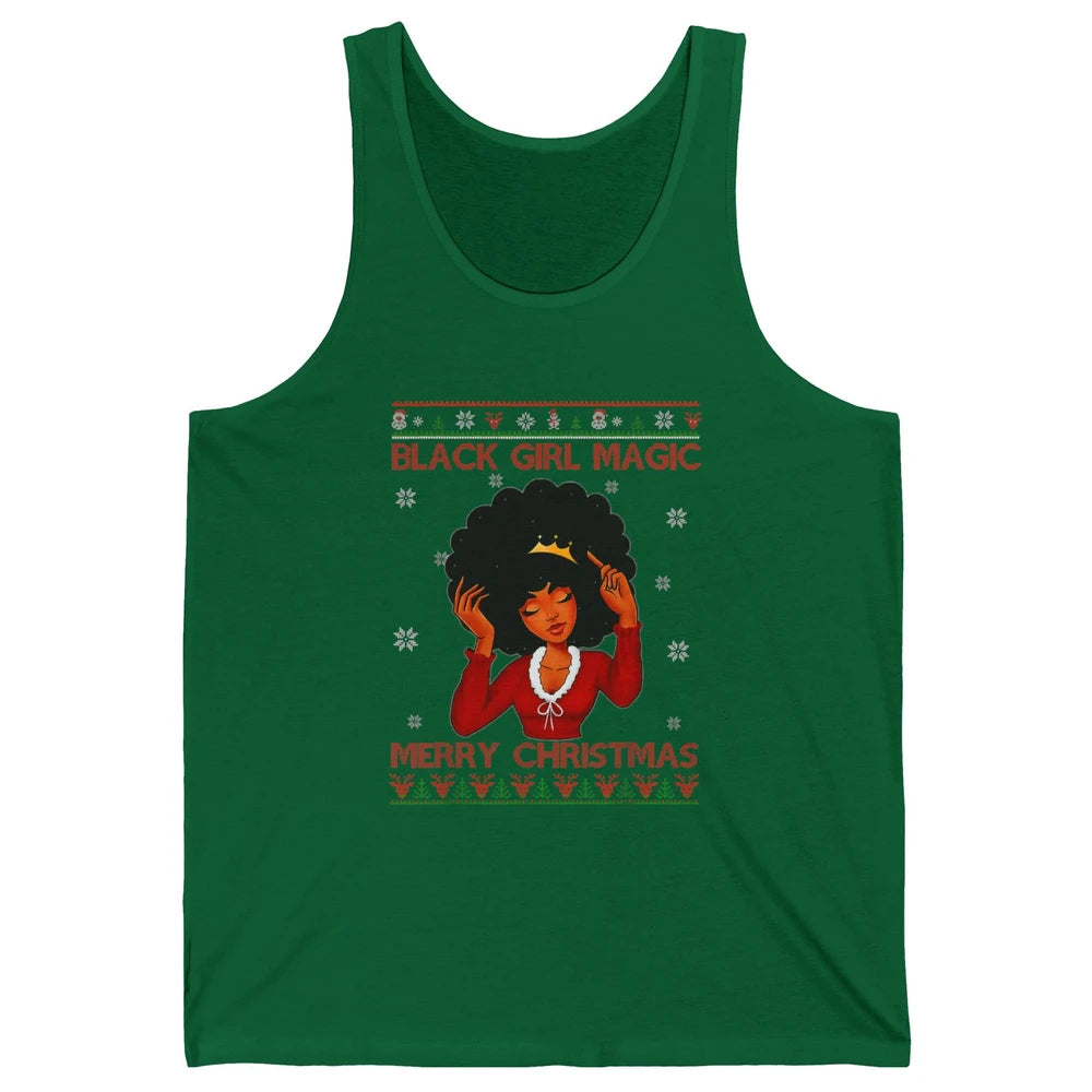 Ugly African Girl American Melanin Christmas Santa Hat Afro Unisex Jersey Tank