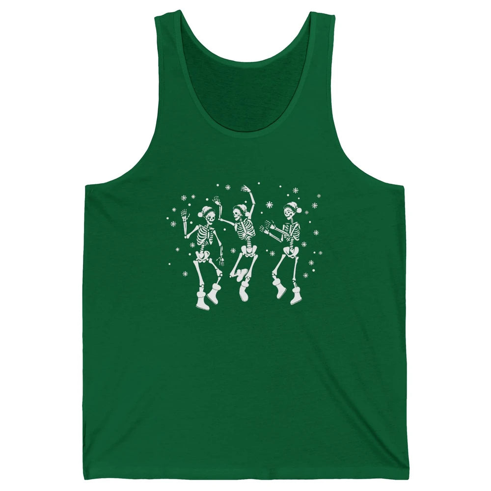 Funny Skeleton Christmas Dancing Snowflakes Santa Skeleton Unisex Jersey Tank