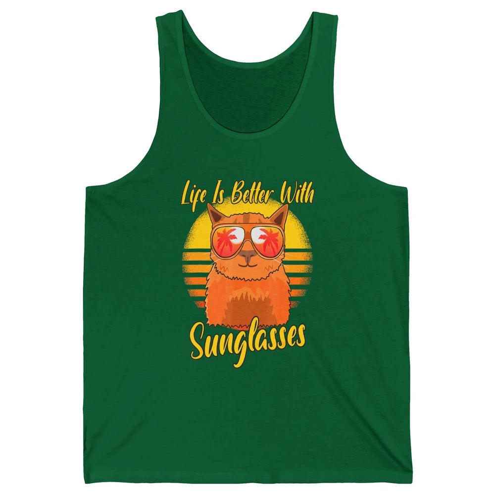 Better Sunglasses Orange Cat Summer Holiday Beach Vacation Unisex Jersey Tank