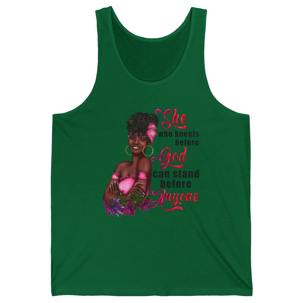 Black Girl She Who Kneels Before God Christian Afro Women Unisex Jersey Tank