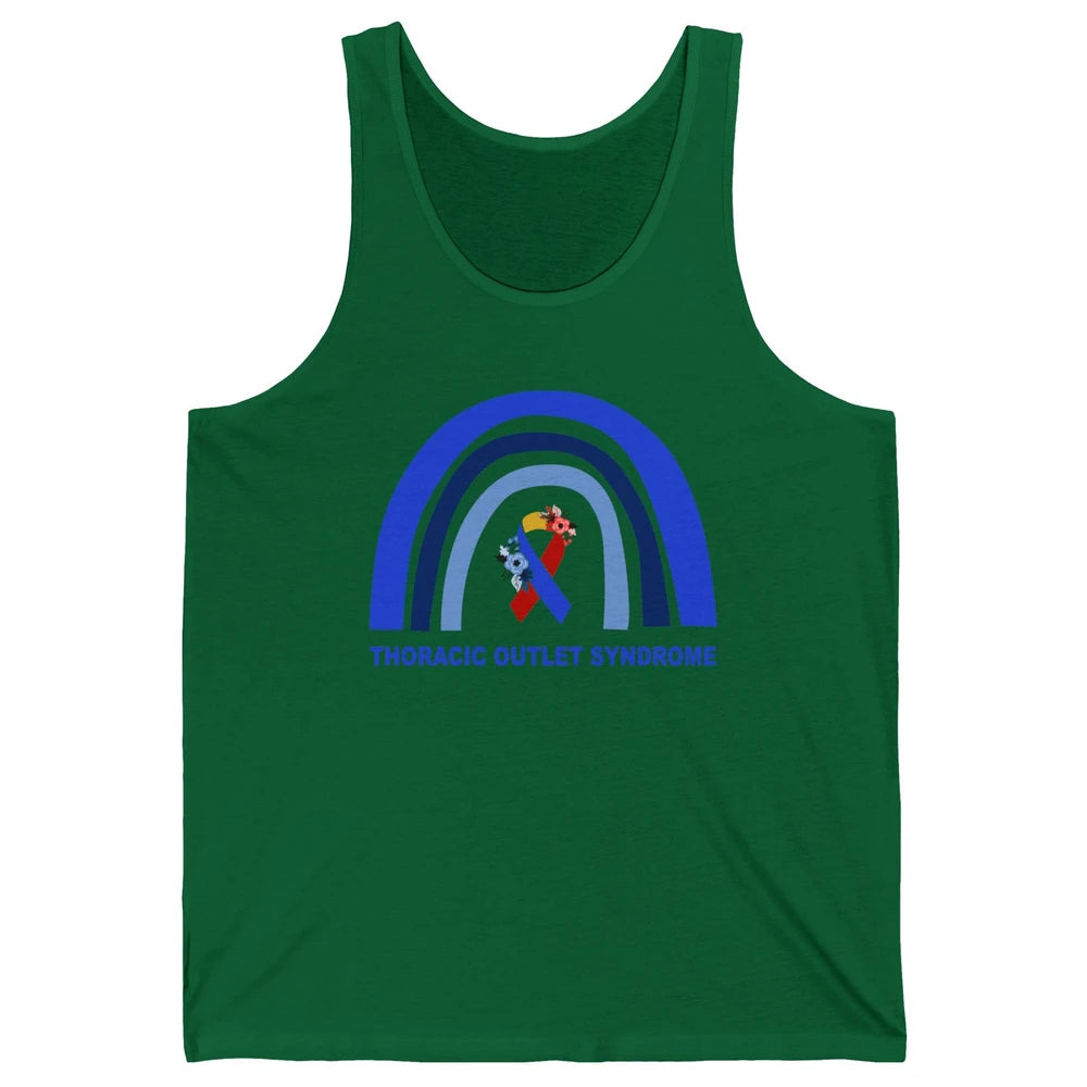 Thoracic Outlet Syndrome Awareness Floral Blue Red Ribbon Unisex Jersey Tank