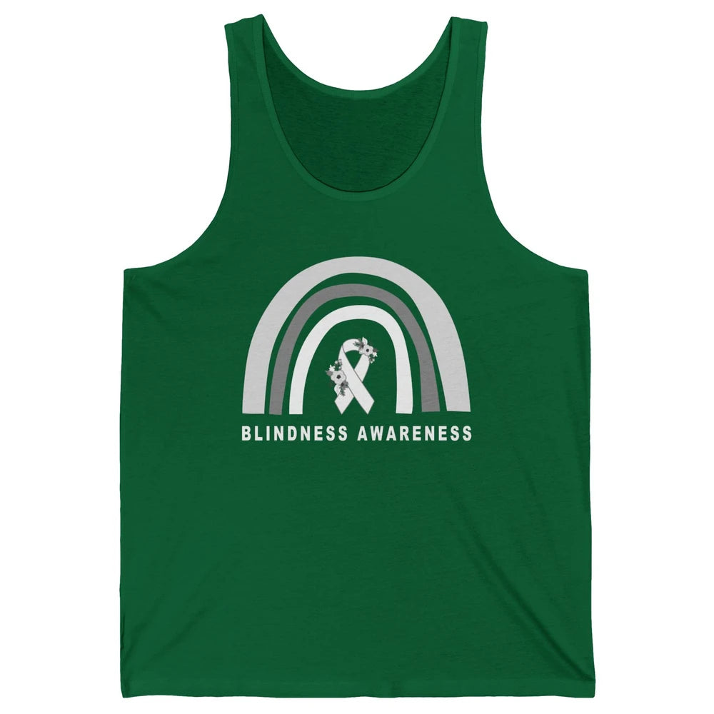 Blindness Awareness Floral White Gray Ribbon Blind Support Unisex Jersey Tank