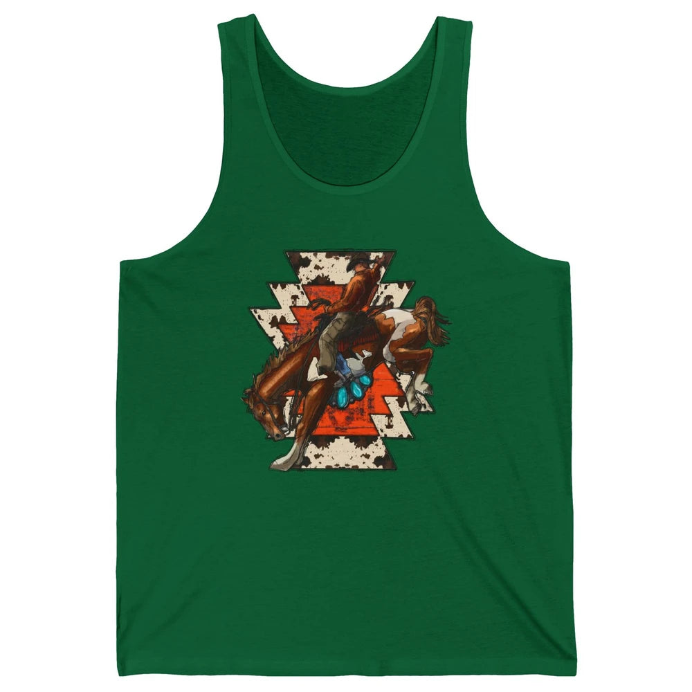 Aztec Cowhide Rodeo Hold Your Horses Cowboy Western Gemstone Unisex Jersey Tank