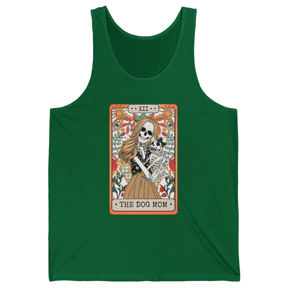 Retro Skeleton Tarot Card The Dog Mom Halloween Dog Lovers Unisex Jersey Tank