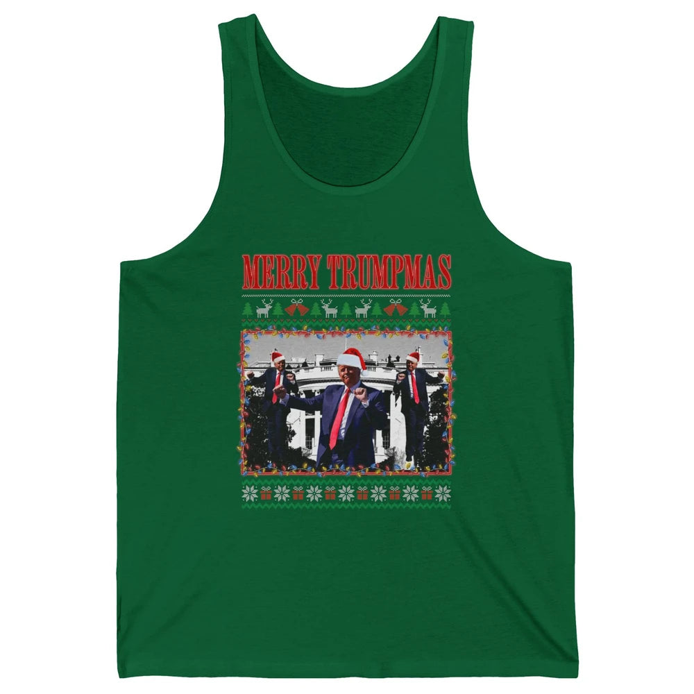 Funny Merry Trumpmas Christmas Donald Trump Santa Family Xmas President Republican Political Ugly Unisex Jersey Tank