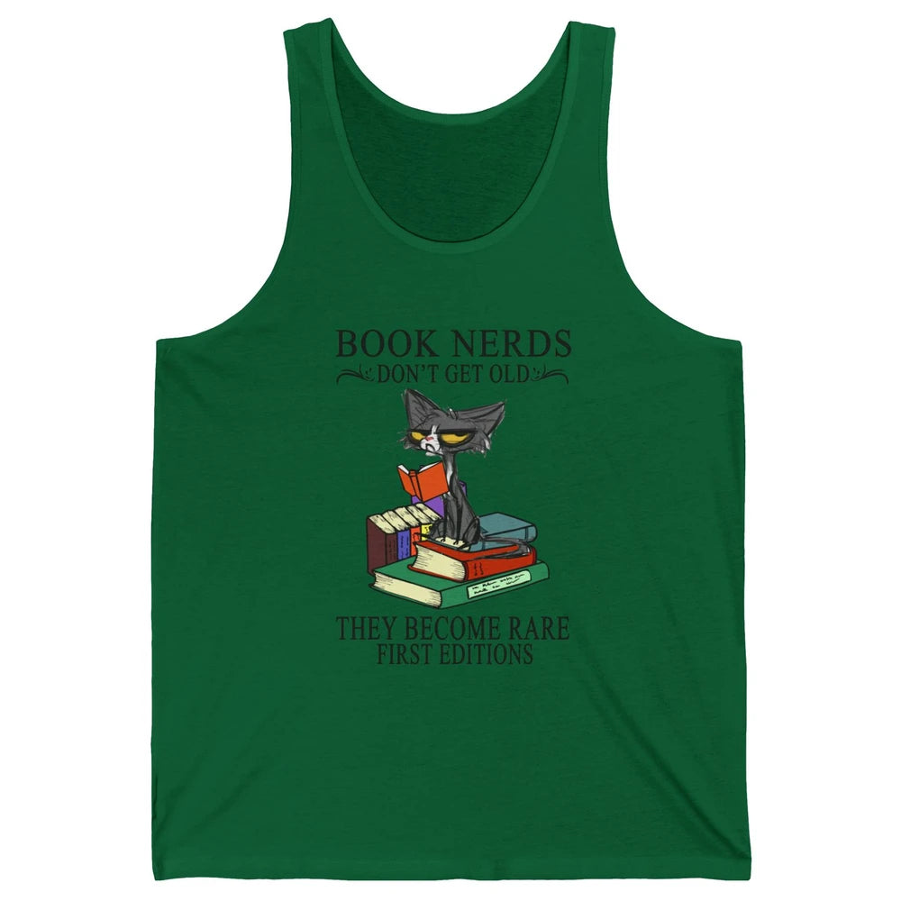 Cat Book Nerds Don't Get Old They Become Rare Reading Lovers Unisex Jersey Tank